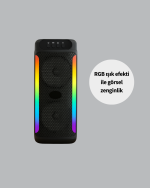 RGB Işıklı Çift Hoparlörlü Taşınabilir Bluetooth Speaker ve Mikrofon - Görsel 3