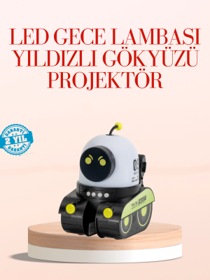 Robot Tasarımlı Bluetooth Hoparlörlü Yıldızlı Gökyüzü Projektör
