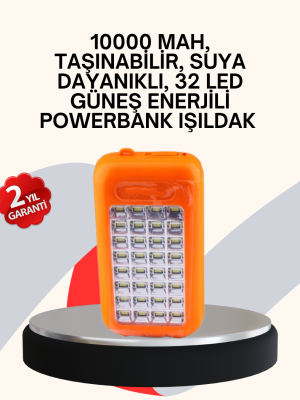 Güneş Paneli ile Şarj Olan 32 LED’li Powerbank Cihazı