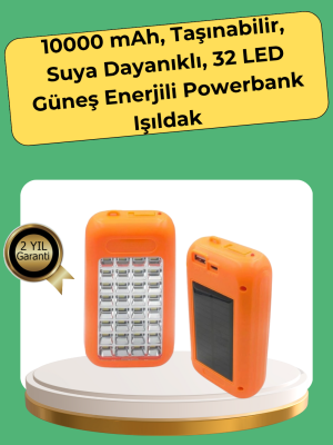 10000 mAh Güneş Enerjili Taşınabilir Şarj Cihazı ve Aydınlatma Cihazı