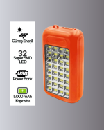 Gold Silver GS-875 Güneş Enerjili Powerbank ve 32 LED Işıldak - Görsel 2