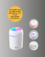 ABS Gövdeli 300ml USB Nemlendirici – Beyaz, Gri, Pembe Renk - Görsel 2