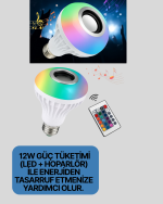 Bluetooth Hoparlörlü LED Ampul – 12W Enerji Tasarruflu - Görsel 4