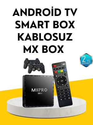 M8Pro Android TV Box ve Retro Oyun Konsolu – 10K Ultra HD Görüntü