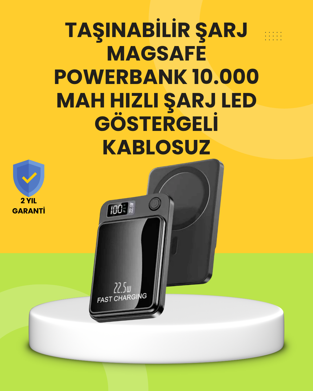 1211198_4-7.png Manyetik ve Hızlı Kablosuz Şarj Güç Bankası Powerbank - Görsel 1