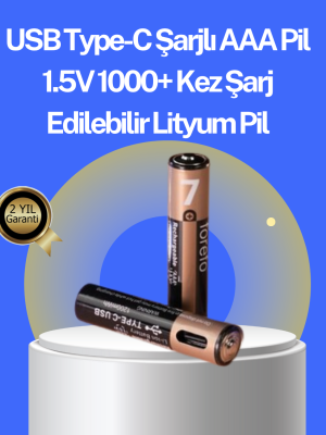 Hızlı Şarj Teknolojili USB Şarjlı AAA Pil – 40 Dakikada Tam Şarj