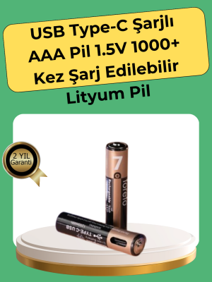 AAA Boyutunda USB Şarjlı Pil – Kompakt Tasarım, Geniş Uyumluluk