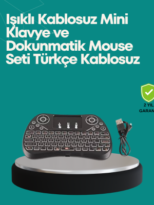 Işıklı Kablosuz Mini Klavye – 2.4 GHz, Dokunmatik Mouse Özellikli