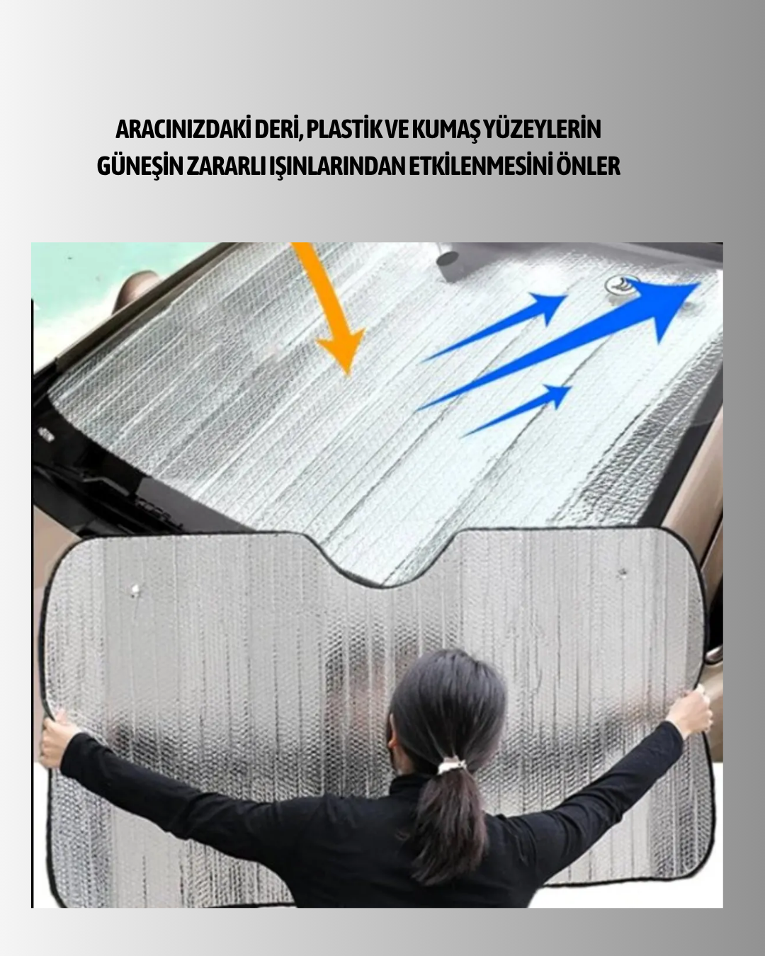 1211275_8-29.png Metalize Reflektörlü Katlanabilir Araç Güneşliği – Yüksek Performanslı Isı ve UV Koruması - Görsel 2
