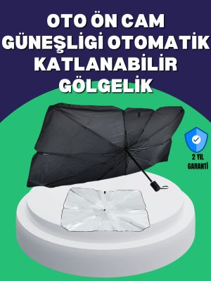 Şemsiye Tasarımlı Katlanabilir Araç Güneşliği – Geniş Uyumlu, UV Koruma