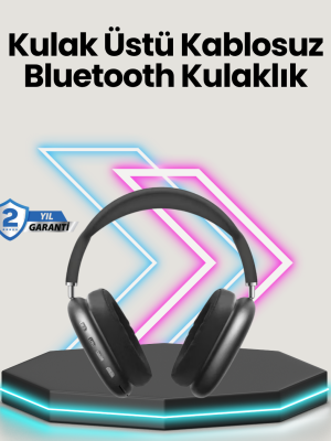 Bluetooth V5.0 Kablosuz Kulak Üstü Kulaklık | Katlanabilir, Mikro USB Girişli