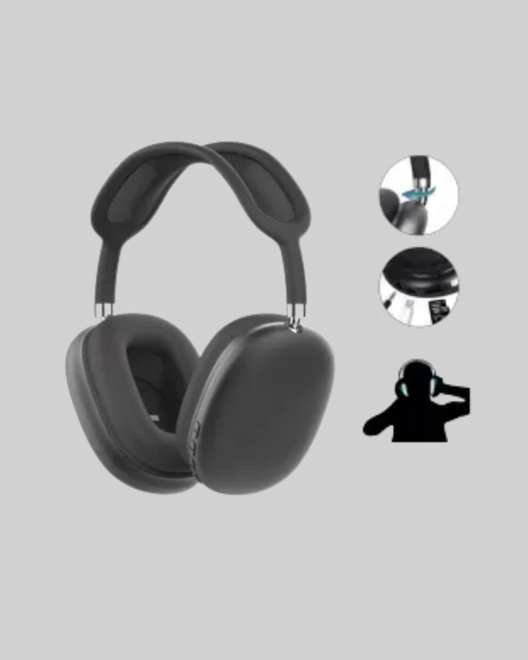 1211307_7-24.png Bluetooth V5.0 Kablosuz Kulak Üstü Kulaklık | Katlanabilir, Mikro USB Girişli - Görsel 2