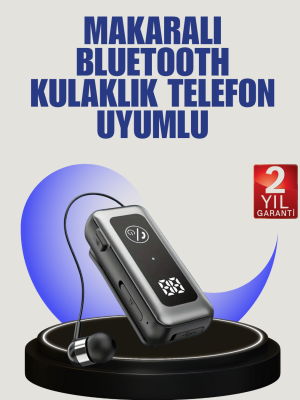 İçi Sarılabilen Kablo ve Yaka Klipsli Bluetooth Kulaklık