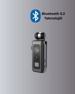 İçi Sarılabilen Kablo ve Yaka Klipsli Bluetooth Kulaklık - Görsel 4