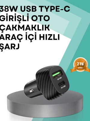 Çift Cihaz Destekli 38W Güçlü Çakmaklık Araç Şarj Cihazı
