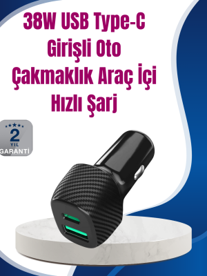 Power Delivery Destekli 38W Araç Tipi Hızlı Şarj Cihazı