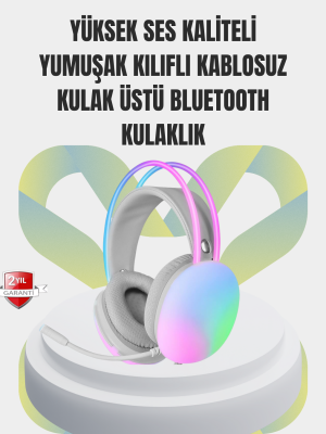 40mm Sürücülü RGB Kablosuz Kulaklık – Oyun ve Müzik için