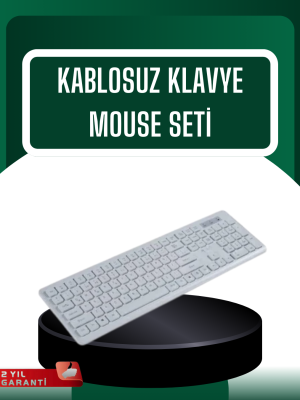 USB Alıcılı Kablosuz Klavye Mouse - Geniş Uyumluluk, Sessiz Tuşlar