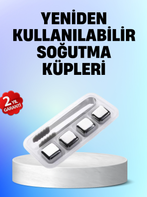 Yeniden Kullanılabilir 304 Çelik Metal Buz Küpleri 4'lü Set