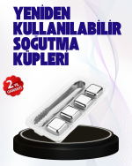 Paslanmaz Çelikten Üretilmiş Metal Buz Küpü Seti ve Buz Klipsi