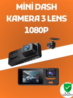 3 Kanallı Araç DVR – Ön + İç + Arka Kamera ile Tam Kapsama, Yüksek Güvenlik