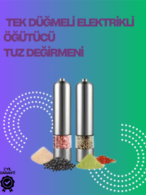 Paslanmaz Çelik Otomatik Baharat Öğütücü Pille Çalışan Tek Tuşlu Kullanım