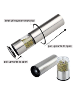 Paslanmaz Çelik Otomatik Baharat Öğütücü Pille Çalışan Tek Tuşlu Kullanım - Görsel 4