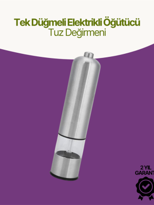 Elektrikli Baharat Öğütücü Pilli Paslanmaz Çelik Otomatik Tuz Karabiber Değirmeni