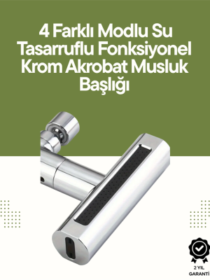 Krom Musluk Başlığı | 4'ü 1 Arada Su Çıkışı | Kolay Montajlı