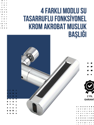 4 Modlu Musluk Başlığı | Şelale, Yağmur, Sprey, Köpük Akışı | Yüksek Basınç Performansı | Modern Tasarım