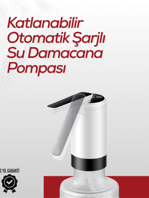 8000 mAh USB Şarjlı Su Pompası | Tek Tuşla Başlat/Durdur | Cam Damacana Uyumlu | Enerji Tasarruflu 4W Güç