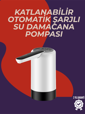 Otomatik Damacana Su Pompası | 40-80 Saniye Zaman Ayarlı | %90 Açılabilir Hijyenik Tasarım | Şarjlı ve Portatif