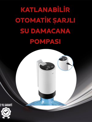 Damacana Üstü Akıllı Su Pompası | 3 Damacana Kullanım | 4W Güç | Micro USB Şarjlı | Katlanabilir & Taşınabilir
