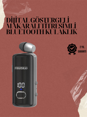 Su Geçirmez Fineblue F580 Kulaklık – Dijital Ekranlı, Klipsli, Geri Çekilebilir Kablo ve Gürültü Engelleme Özellikli