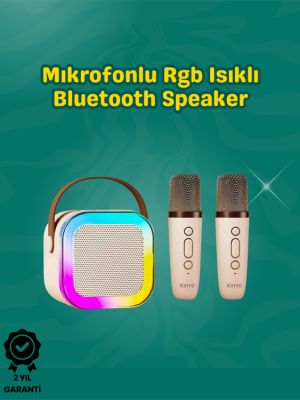 İki Mikrofonlu Renkli LED Işıklı Karaoke Cihazı