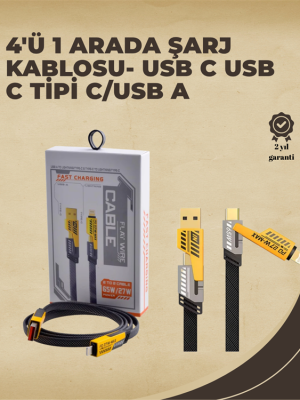 4'ü 1 Arada Metal Hızlı Veri Kablosu – 65W Güç, 27W iPhone Desteği, 480Mbps Aktarım