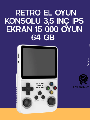 R36S Retro El Konsolu 64 GB – 15.000 Oyun, Geniş Platform Desteği, 3.5” IPS Ekran