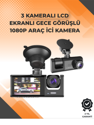 3 Kameralı Dashcam Sistem – Geri Görüş Yardımı, Park Koruması ve G-Sensör