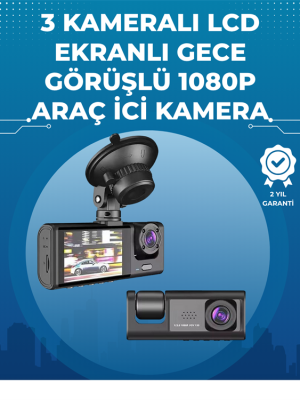Gece Görüşlü 3'lü Araç Kamerası – Geri Görüş Destekli, 170° Geniş Açı