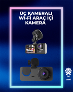 1080p Ön + 720p Arka & İç Kamera – Suya Dayanıklı Araç Güvenlik Kamerası