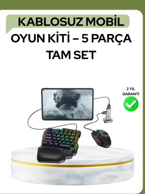 Mobil PUBG Oyuncuları İçin 5in1 Klavye Mouse Oyun Seti – BT5.3 Destekli