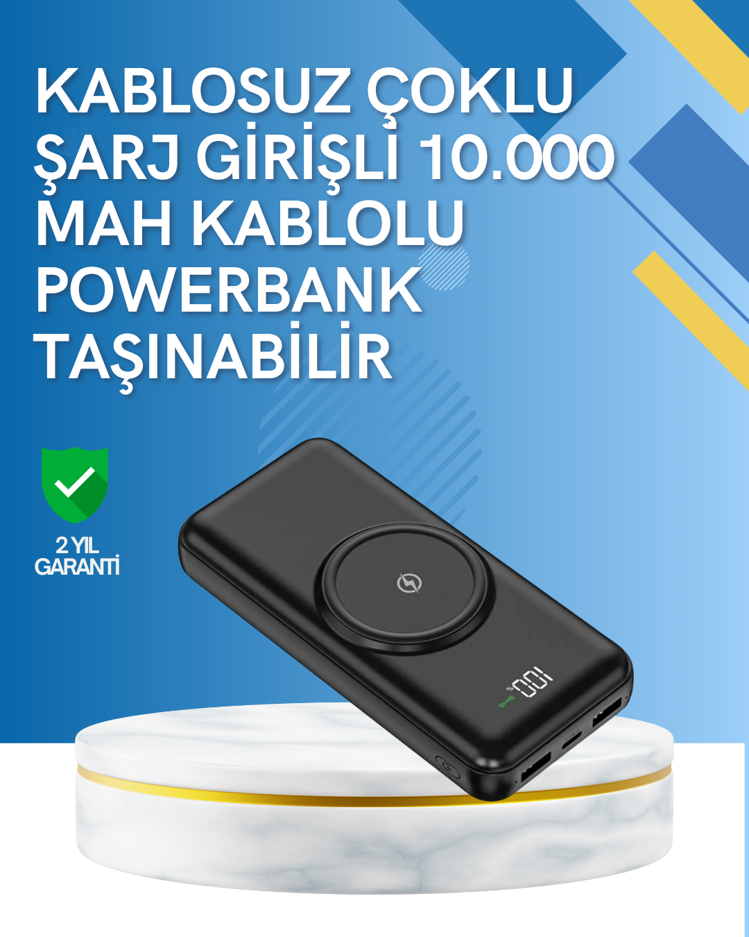 1211667_6-5.png iPhone ve Android Uyumlu 10000mAh Powerbank – Hem Kablolu Hem Kablosuz - Görsel 1