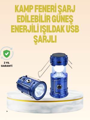 Katlanabilir USB Çıkışlı Kamp Feneri – Şarj Edilebilir, Dayanıklı ve Çok Fonksiyonlu