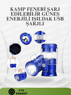 Güneş Enerjili Katlanabilir Kızaklı Kamp Feneri – USB Şarjlı, Çok Yönlü ve Dayanıklı Tasarım
