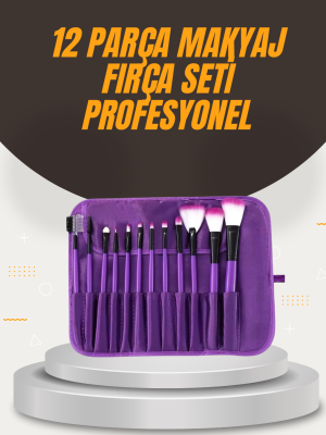 Fondöten, Allık ve Far Uygulamalarına Uygun 12 Parça Makyaj Fırça Takımı Ergonomik Saplı