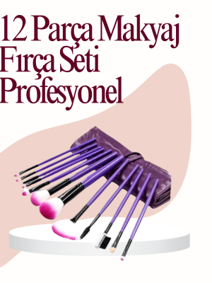 Yumuşak Fiber Kıllardan Oluşan 12'li Makyaj Fırçası Seti Göz Farı Allık ve Kontür İçin