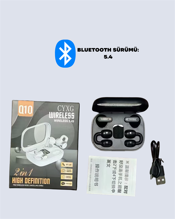1212046_q10-bluetooth-5-a54-42538495b65b3d.png Q10 True Wireless Stereo Kulaklık – Ergonomik Tasarım, 10m Menzil, Type-C - Görsel 5