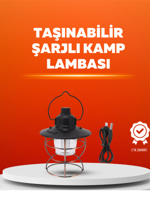 4 Fonksiyonlu Dekoratif Kamp Lambası – Tungsten Ampul, USB Çıkışlı