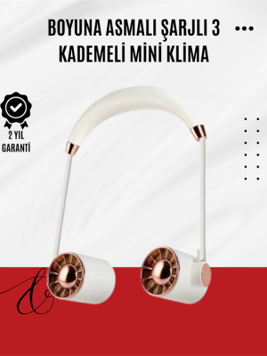 USB Şarjlı Katlanabilir Boyun Fanı | 3 Kademeli, Sessiz ve Taşınabilir Tasarım