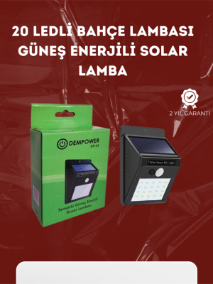 Su Geçirmez 20 LED Solar Aydınlatma | Dış Mekan için PIR Hareket Sensörü ile Akıllı Işık